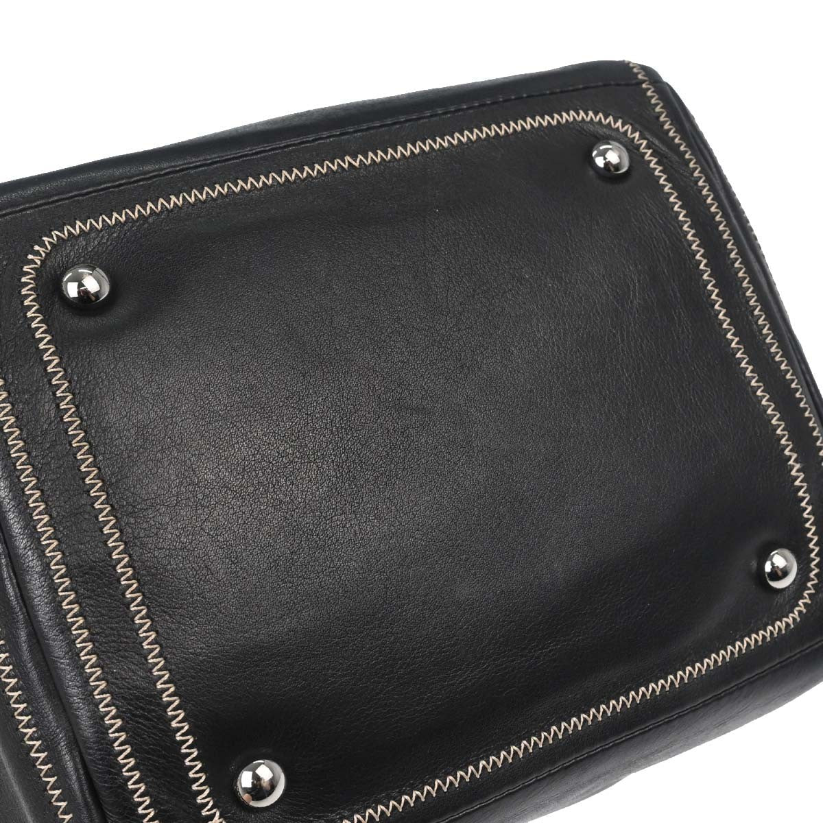 Chanel Cc Bowler Leather Black Leather Handbag