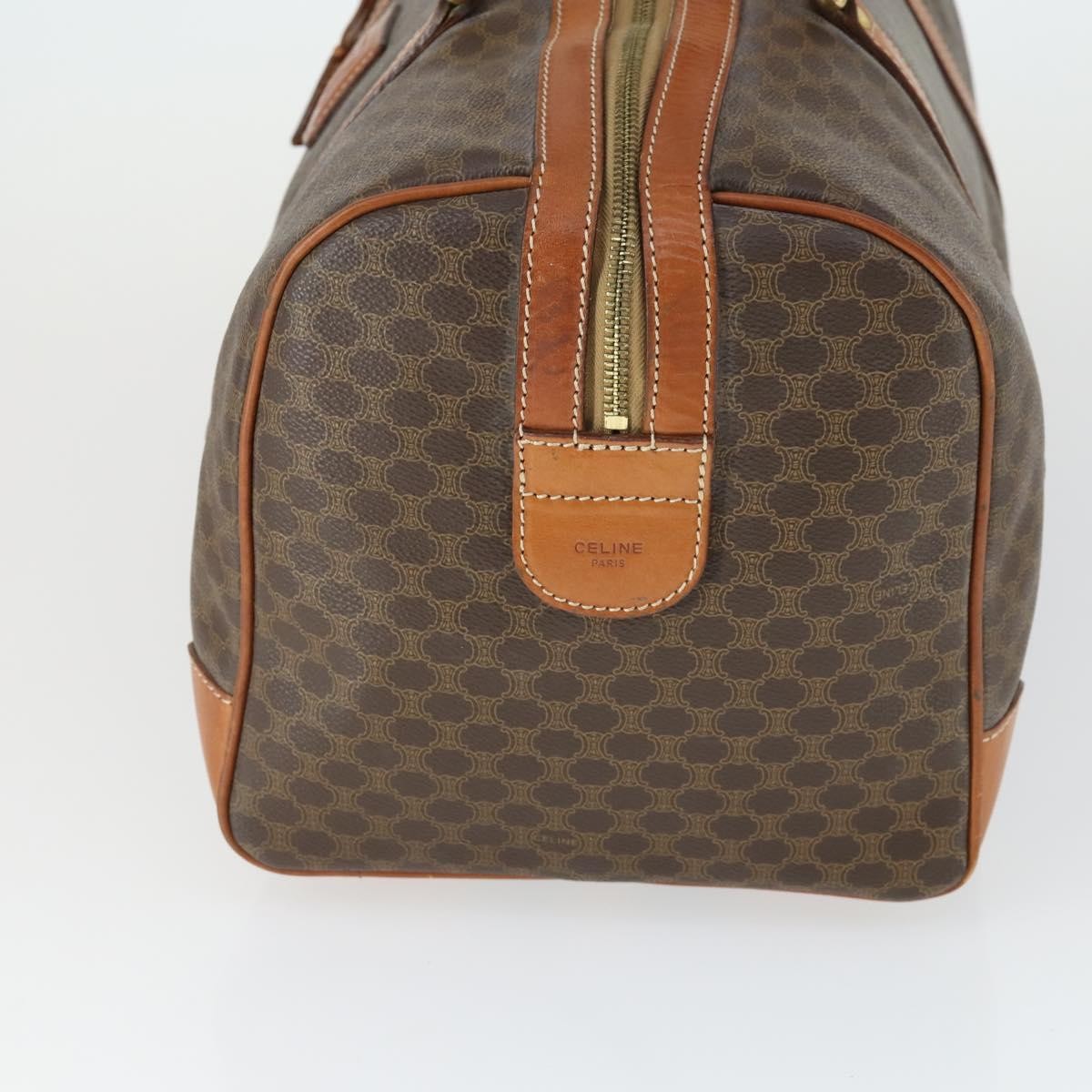Celine Vintage Duffle Bag Canvas And Leather Brown Canvas Travel Bag Bag