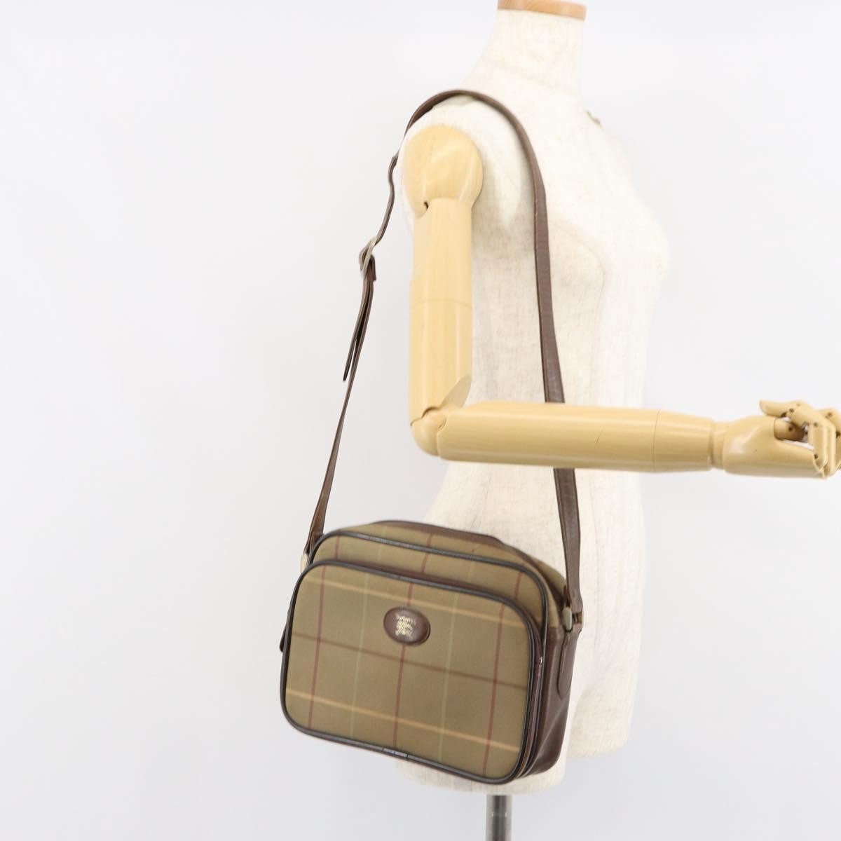 Burberry Nova Check Shoulder Bag Canvas Beige Canvas Shoulder Bag
