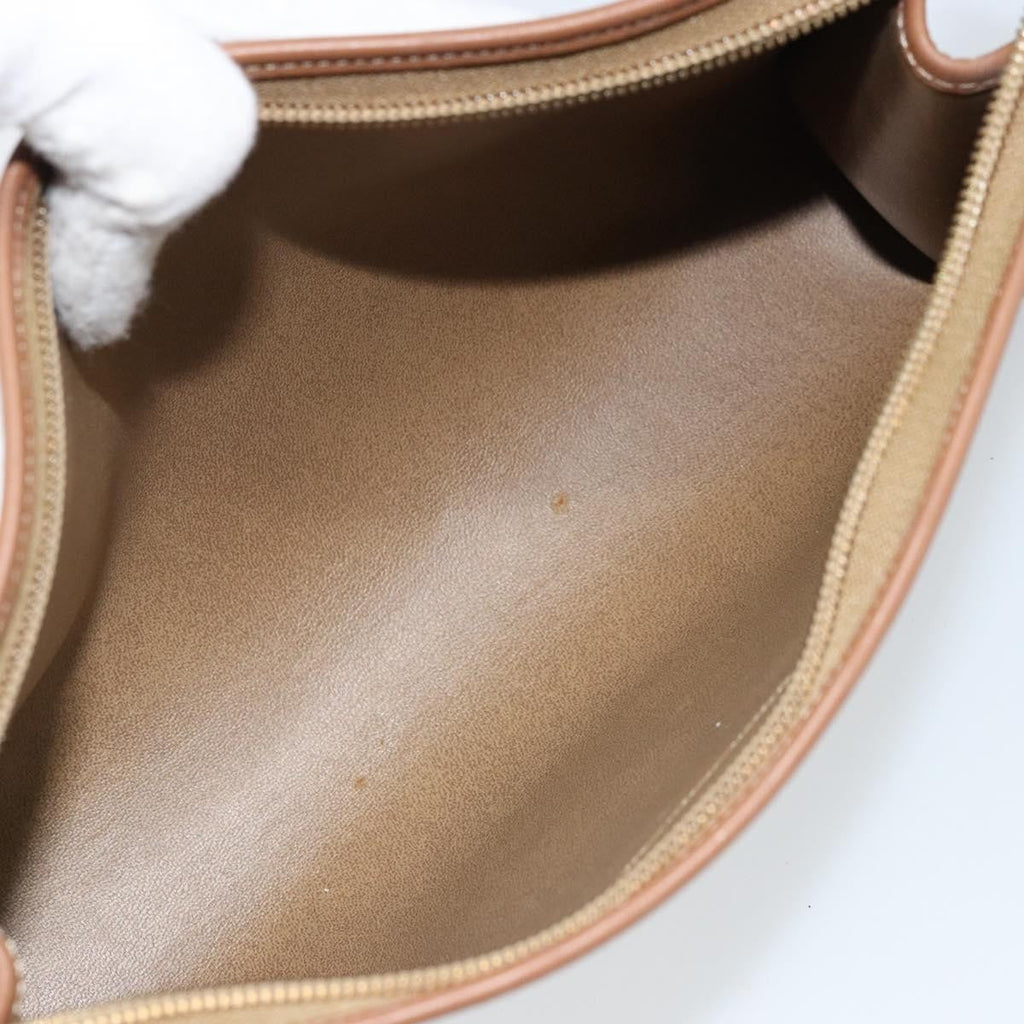 Christian Dior Vintage Honeycomb Zip Pouch Canvas And Leather Beige Canvas Clutche & Pouche Bag (Pre-Owned)