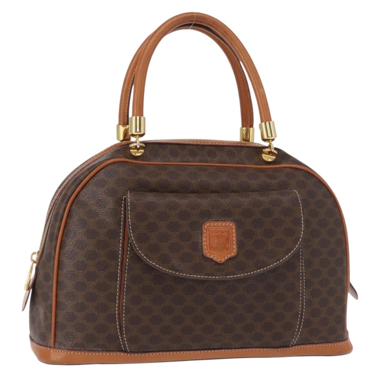 Celine Vintage Macadam Handbag Canvas And Leather Brown Canvas Handbag