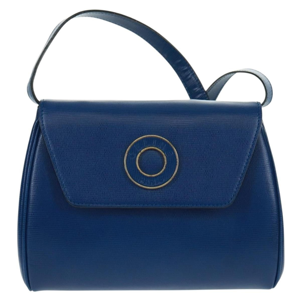 Celine Vintage Circle Logo Crossbody Bag Leather Blue Leather Shoulder Bag Bag