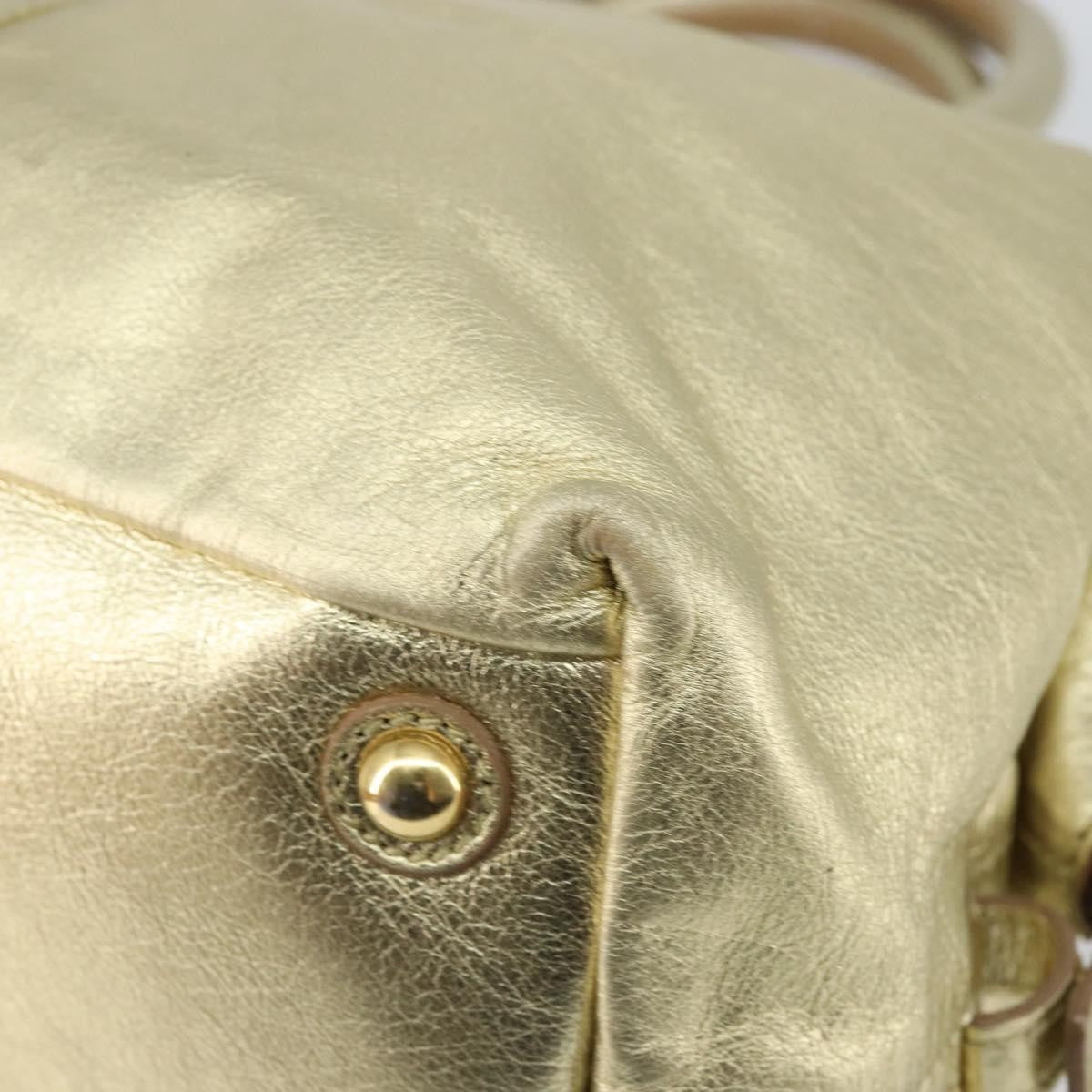 Saint Laurent Easy Y Bag Pebbled Leather Gold Leather Bag (Pre-Owned)
