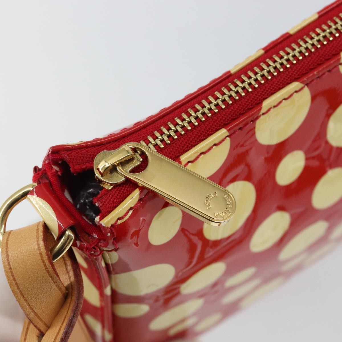 Louis Vuitton Pochette Accessoires Yayoi Kusama Painted Dots Monogram Vernis Red Patent_Leather Clutche & Pouche Bag