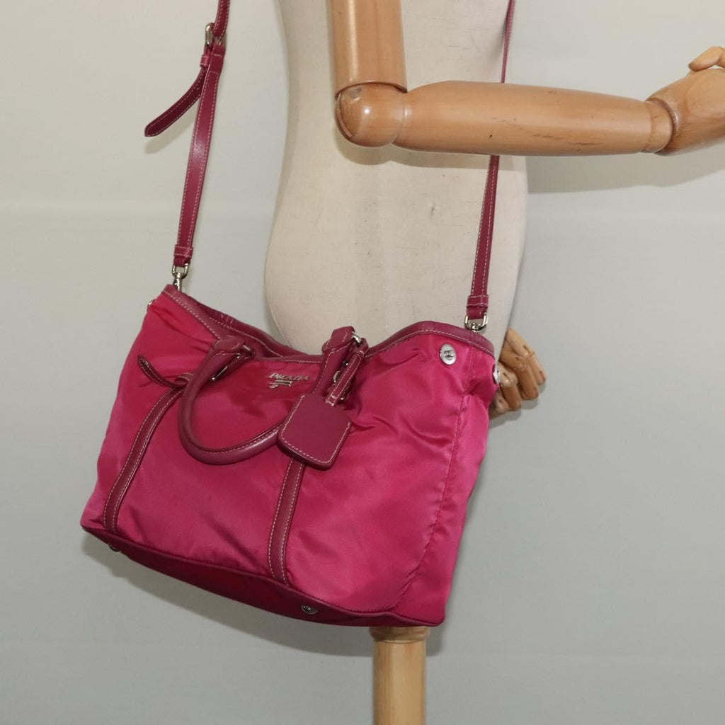 Prada Convertible Belted Hobo Tessuto With Leather Pink Nylon Tote Bag Bag