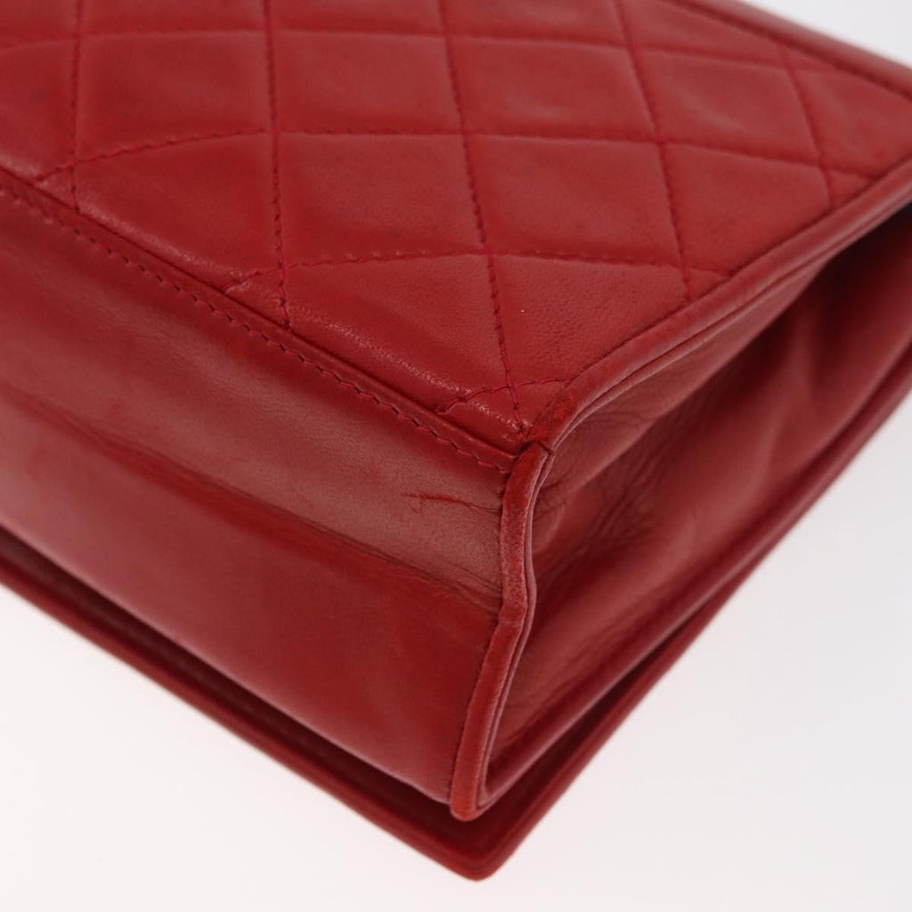 Chanel Vintage Cc Chain Full Flap Bag Quilted Leather Red Leather Shoulder Bag Bag
