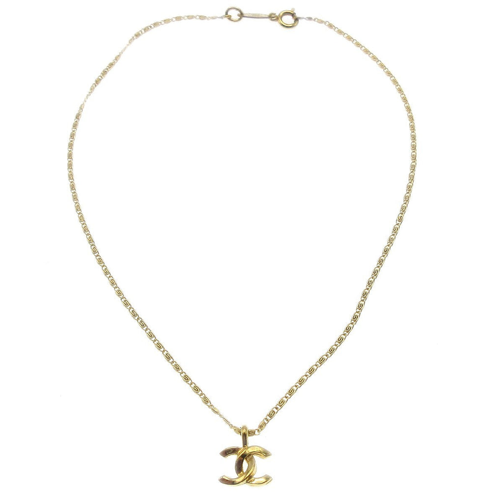 Chanel Cc Pendant Necklace Metal Gold Gold_Plated Necklace Jewelry