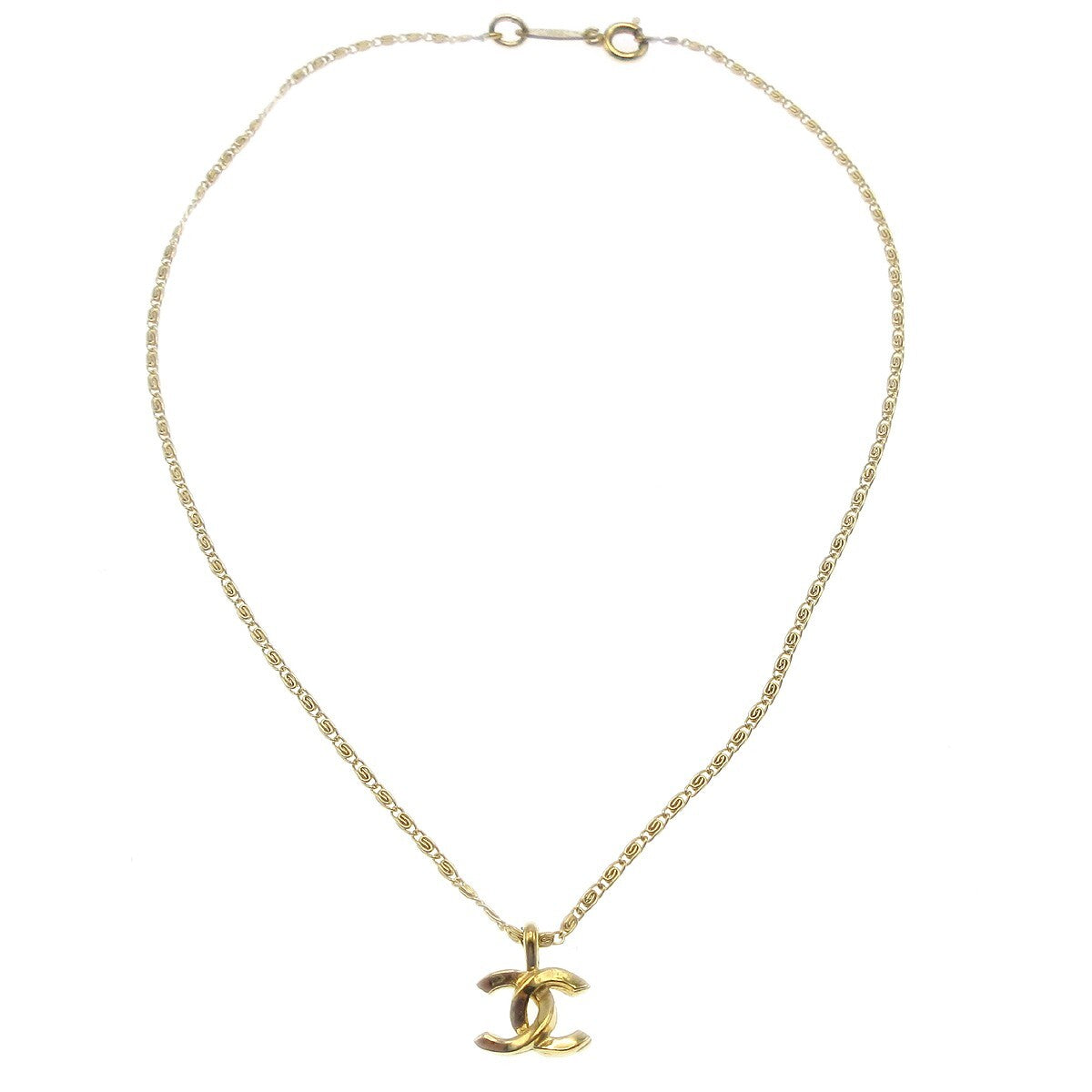 Chanel Cc Pendant Necklace Metal Gold Gold_Plated Necklace Jewelry