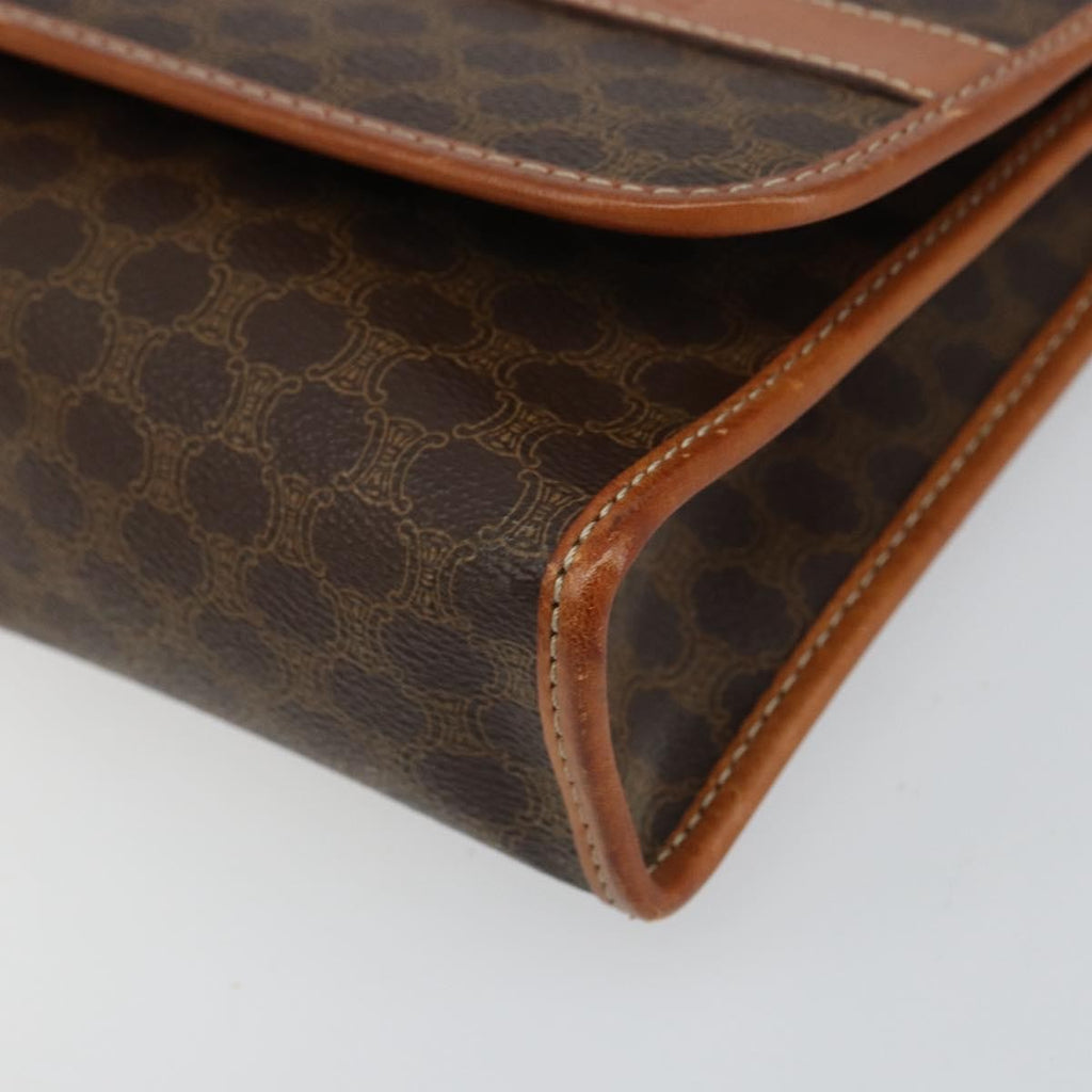 Celine Vintage Macadam Shoulder Bag Canvas And Leather Brown Canvas Shoulder Bag Bag