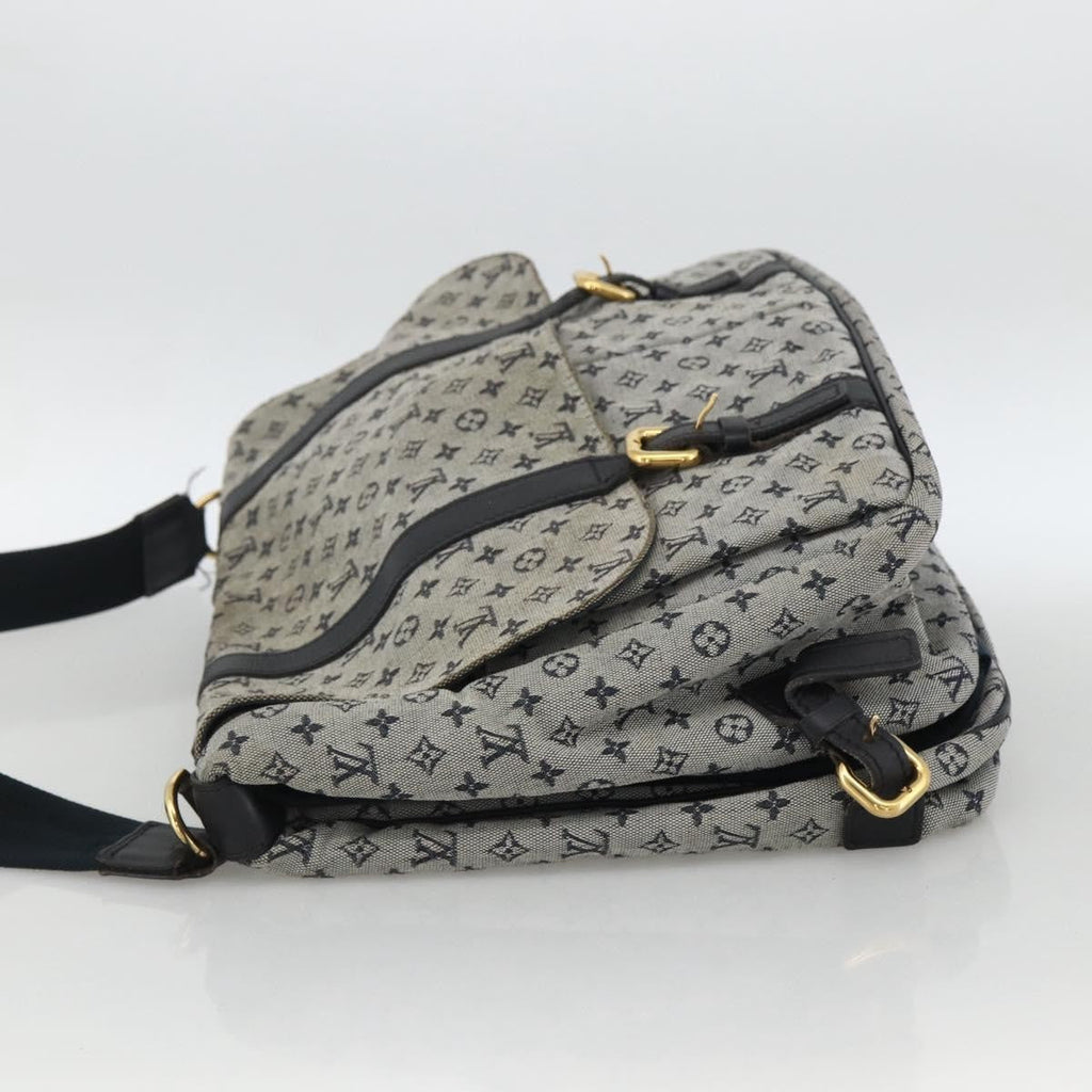 Louis Vuitton Sac Maman Handbag Mini Lin Blue Canvas Shoulder Bag