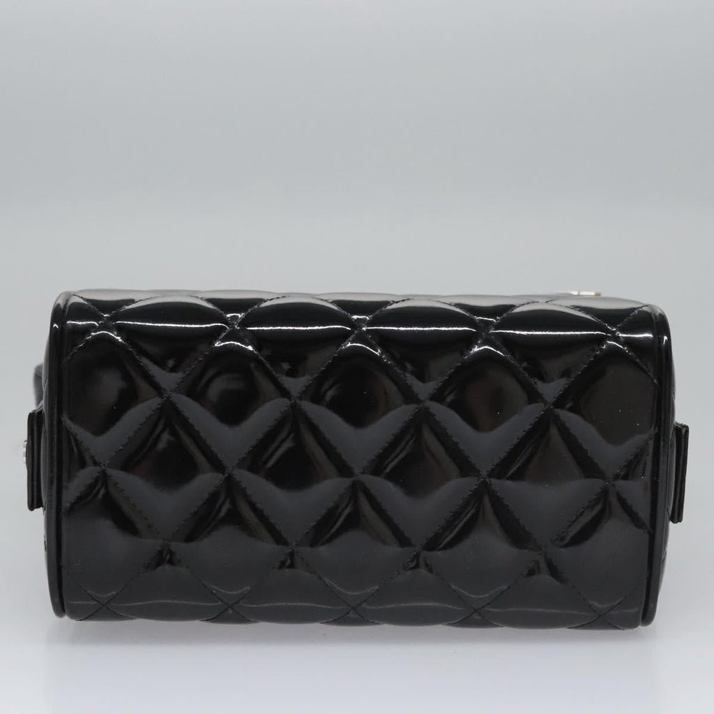 Chanel Vintage Metal Box Bag Quilted Patent Black Patent_Leather Handbag