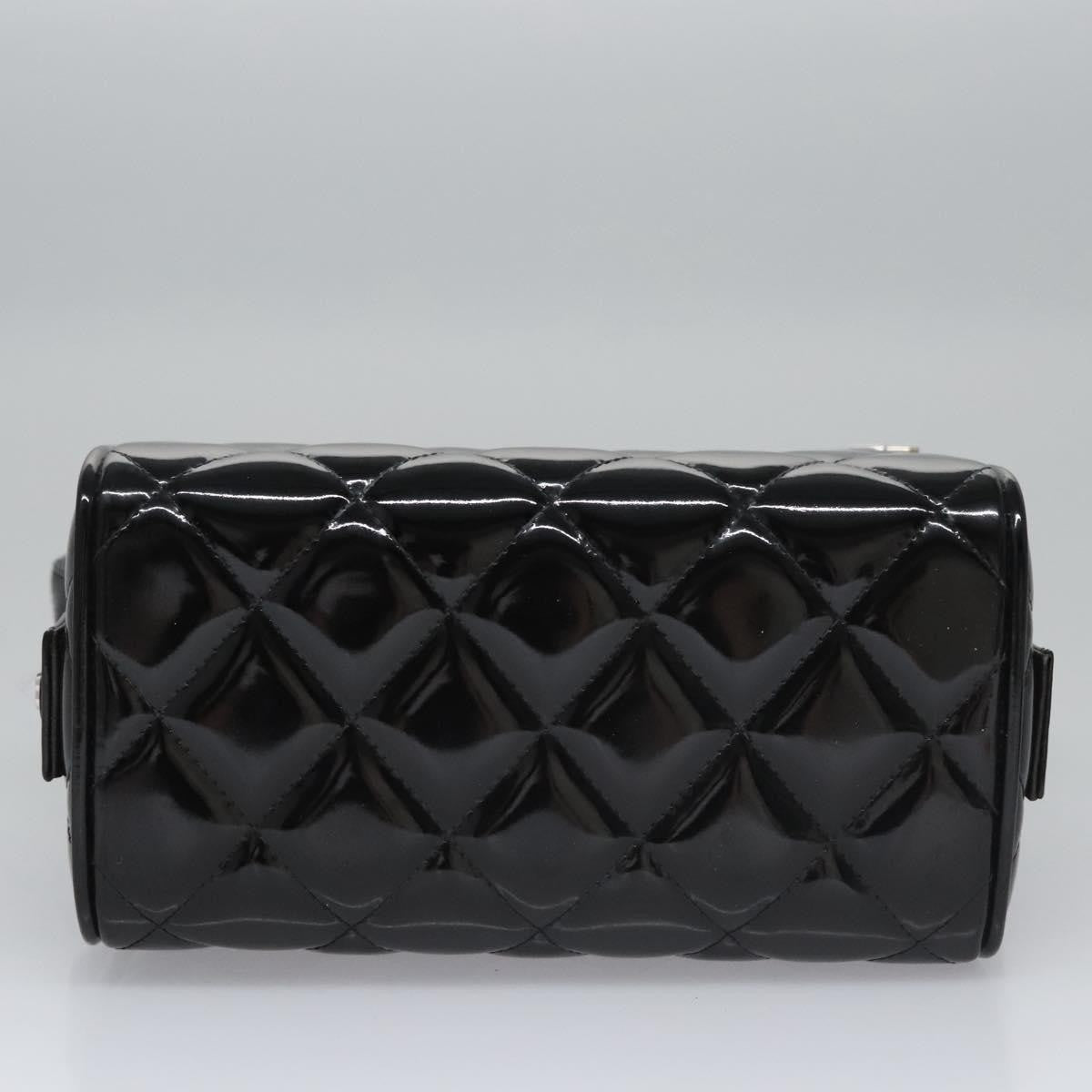 Chanel Vintage Metal Box Bag Quilted Patent Black Patent_Leather Handbag