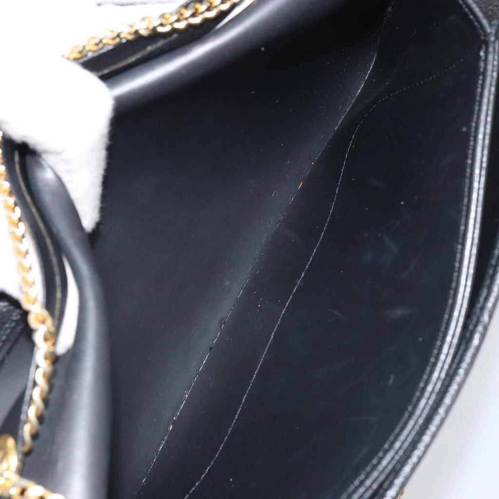Christian Dior Vintage Chain Flap Shoulder Bag Leather Black Leather Shoulder Bag Bag (Pre-Owned)