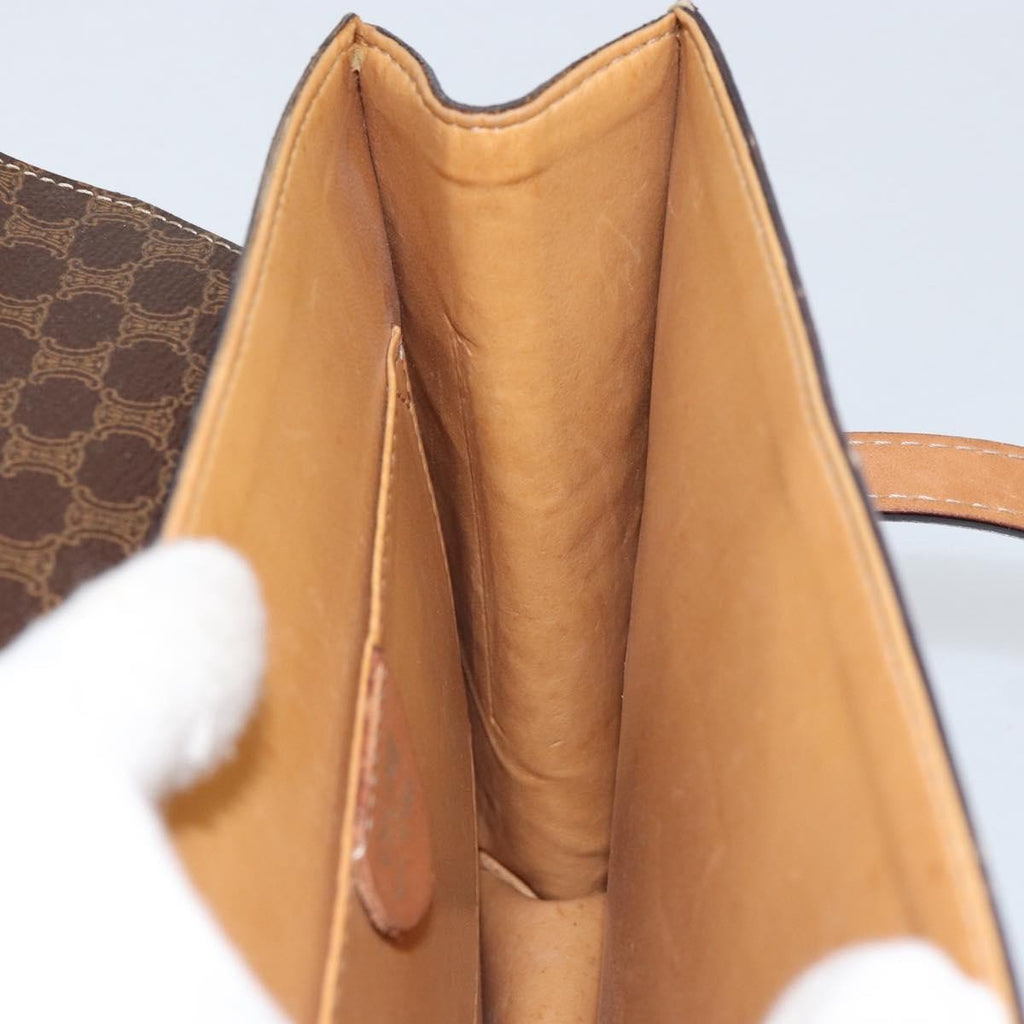Celine Vintage Macadam Handbag Canvas And Leather Brown Canvas Handbag