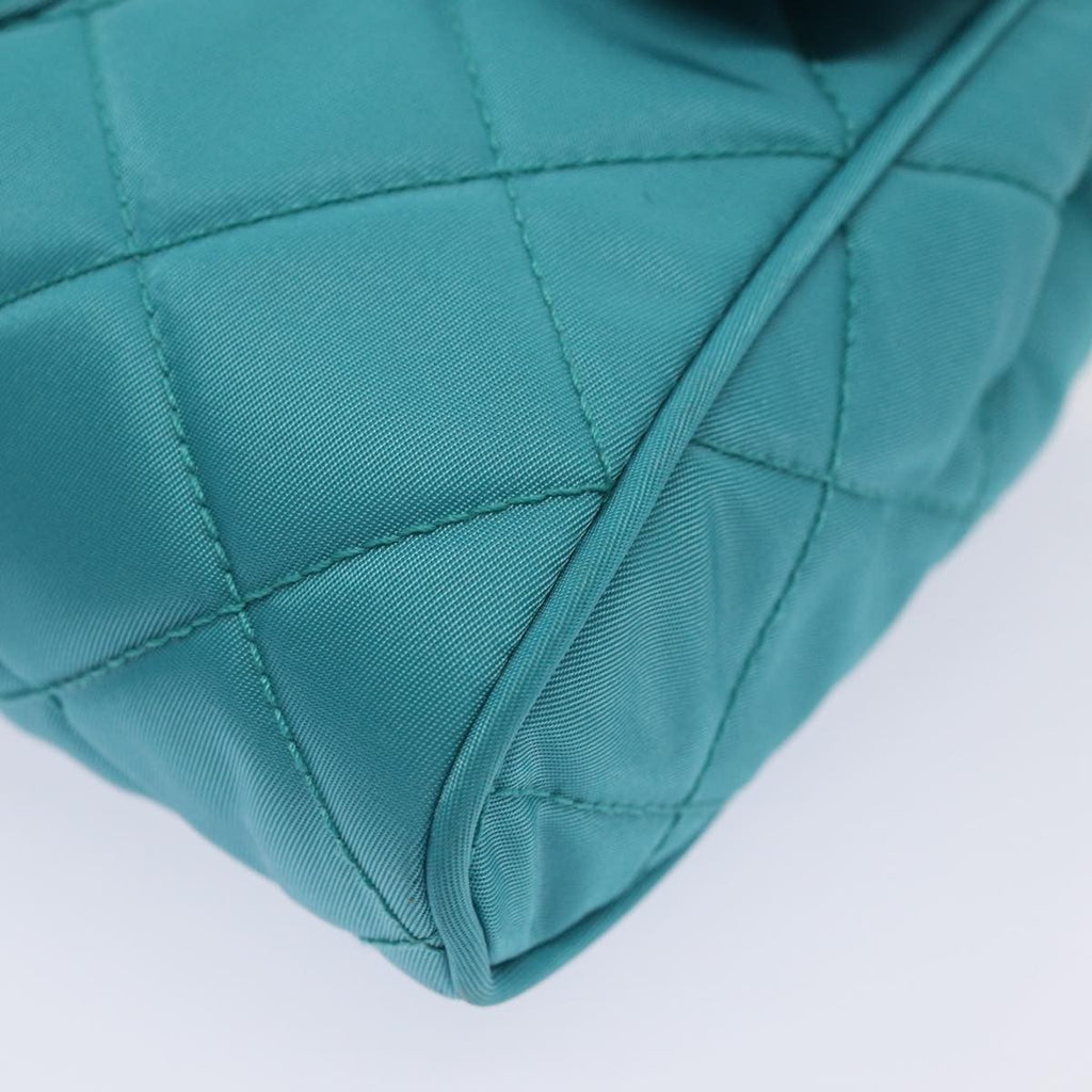 Prada Pushlock Chain Flap Bag Quilted Tessuto Turquoise Nylon Shoulder Bag Bag