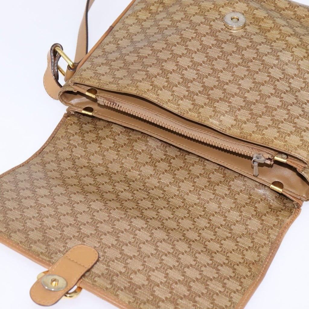 Celine Macadam Shoulder Bag Pvc Leather Beige Canvas Shoulder Bag Bag