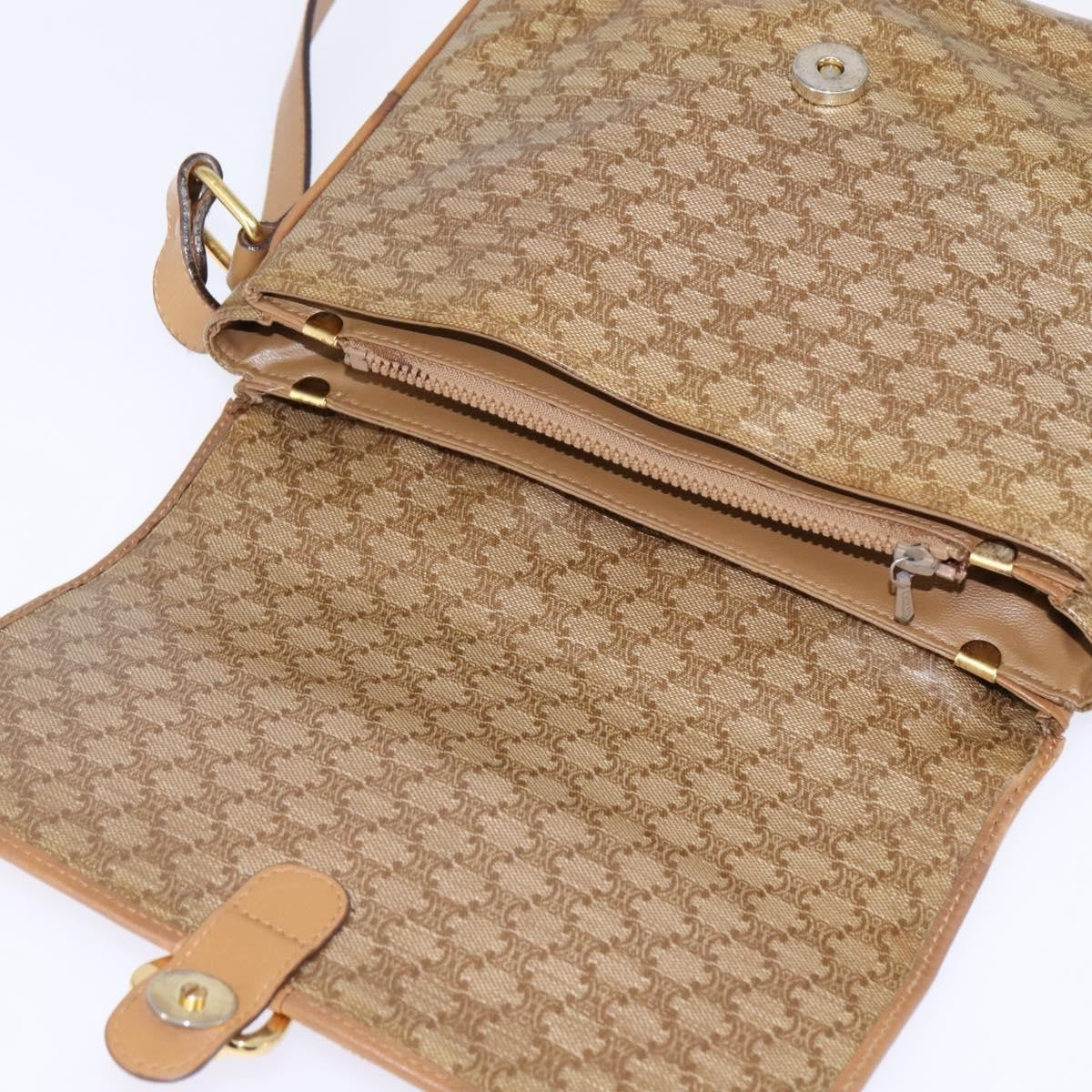 Celine Macadam Shoulder Bag Pvc Leather Beige Canvas Shoulder Bag Bag