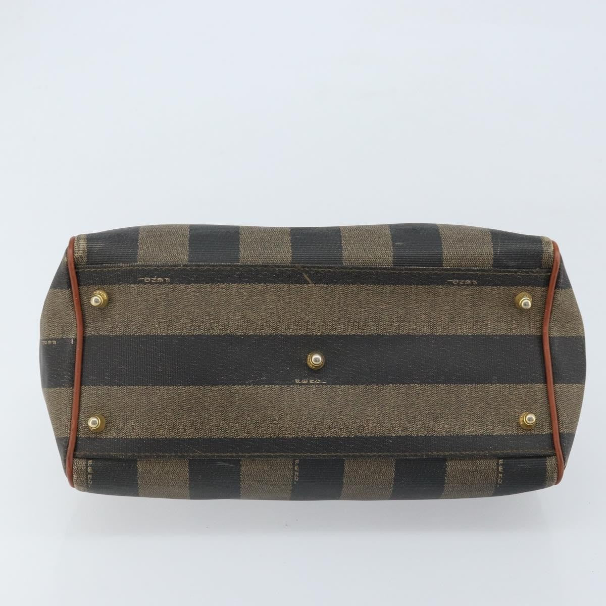 Fendi Vintage Pequin Convertible Boston Bag Coated Canvas Brown Canvas Handbag