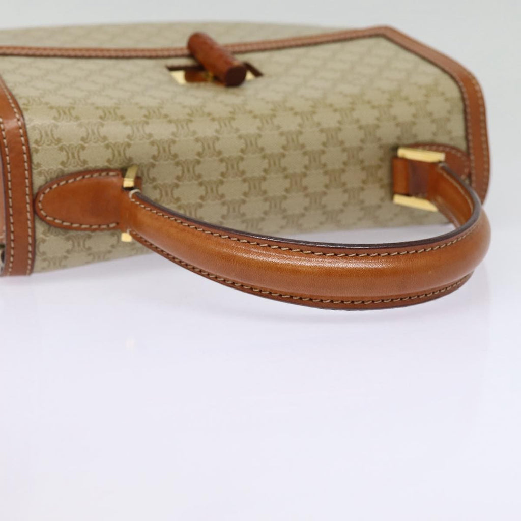 Celine Vintage Convertible Top Handle Bag Macadam Coated Canvas Beige Canvas Handbag