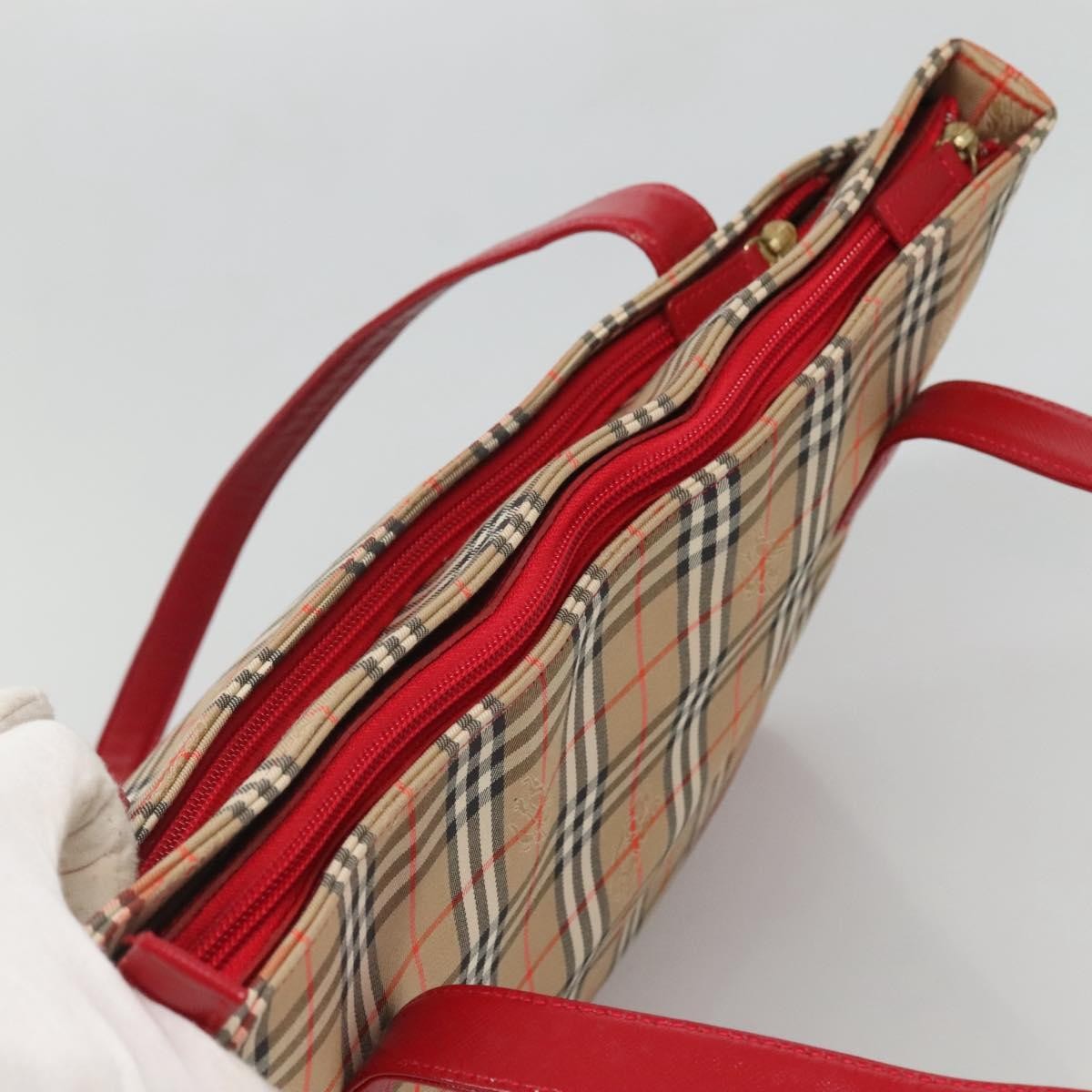 Burberry Nova Check Tote Canvas And Leather Beige Canvas Tote Bag