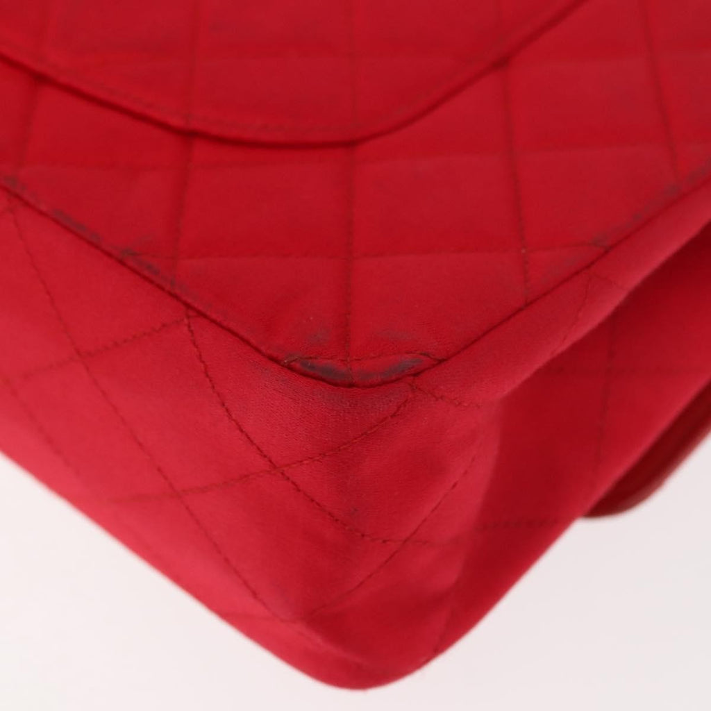 Chanel Timeless - Classic Double Flap Bag Quilted Satin Red Satin Shoulder Bag Bag