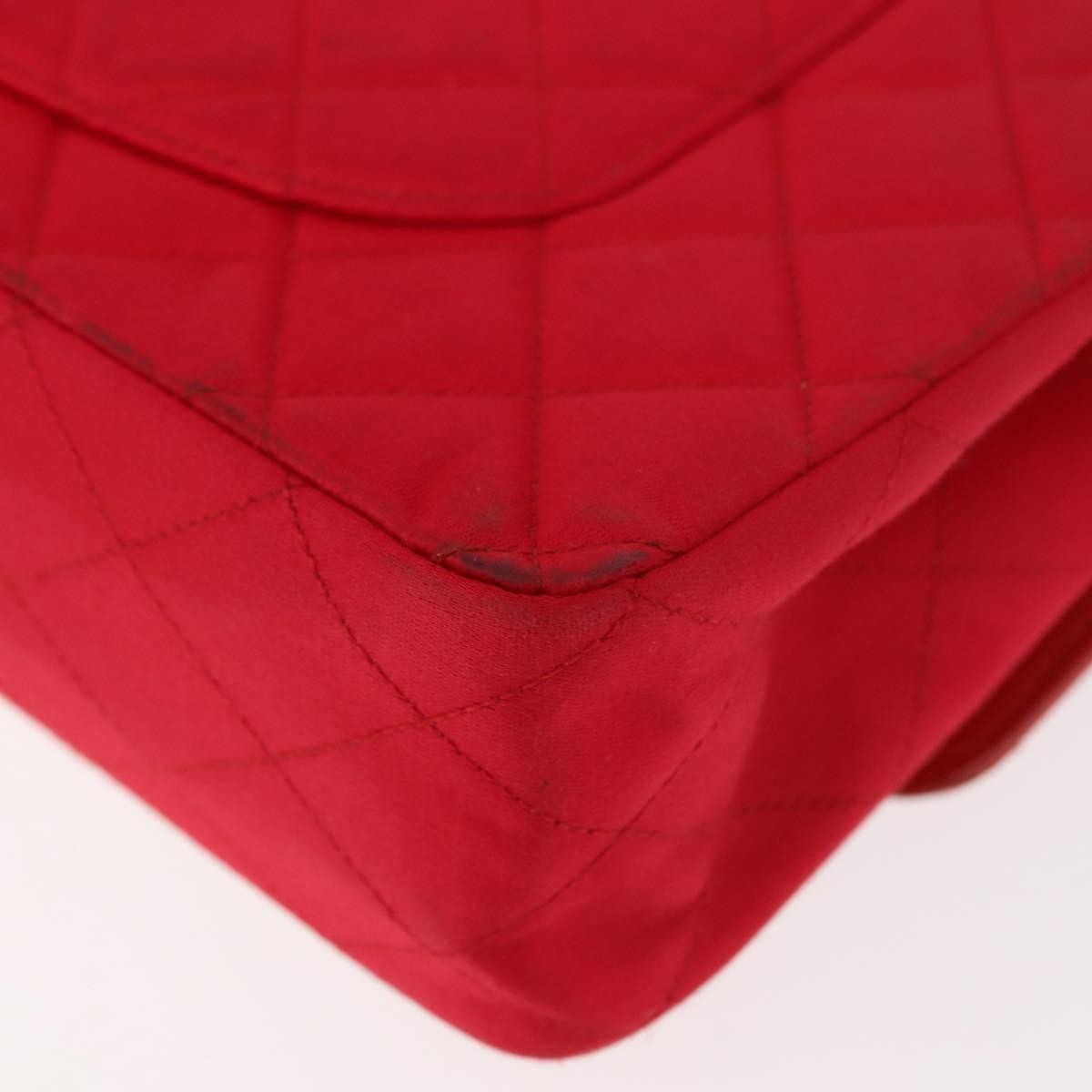 Chanel Timeless - Classic Double Flap Bag Quilted Satin Red Satin Shoulder Bag Bag