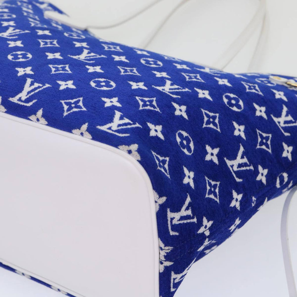 Louis Vuitton Neverfull Nm Tote Lv Match Monogram Jacquard Velvet Blue Velvet Tote Bag