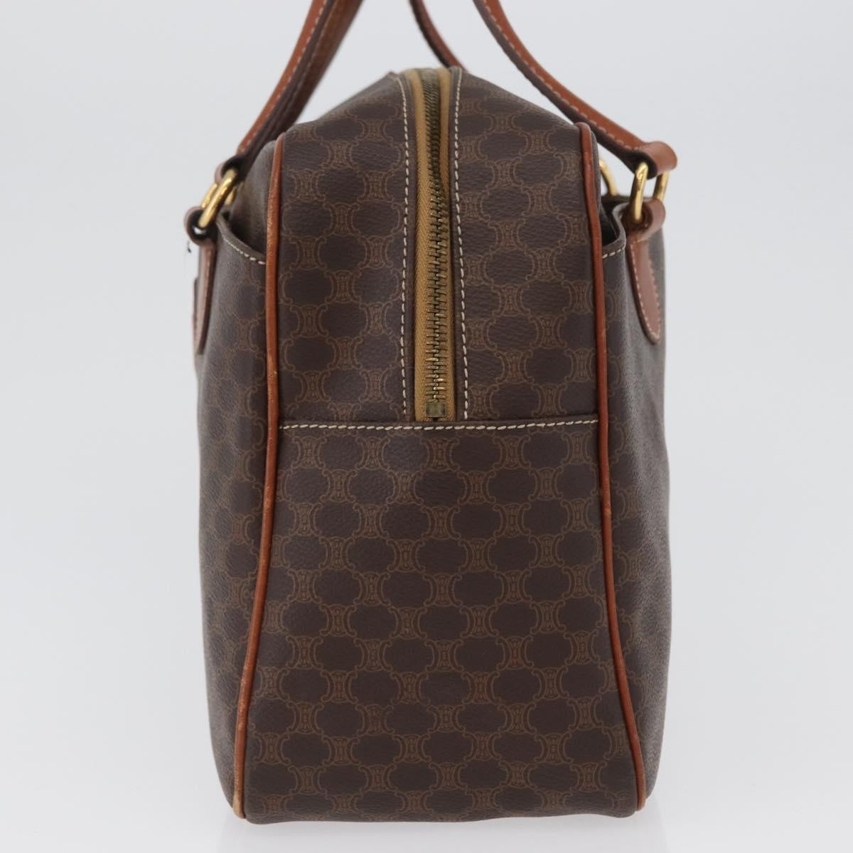 Celine Vintage Macadam Handbag Canvas And Leather Brown Canvas Handbag