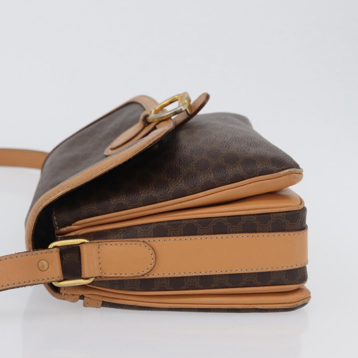 Celine Vintage Macadam Shoulder Bag Canvas And Leather Brown Canvas Shoulder Bag Bag