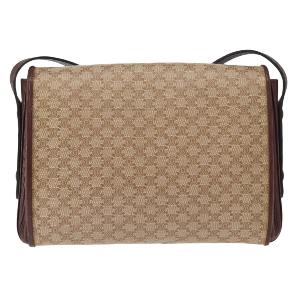 Celine Vintage Macadam Shoulder Bag Canvas And Leather Beige Canvas Shoulder Bag Bag