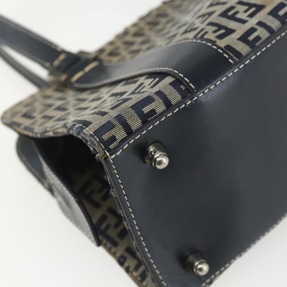 Fendi Vintage Satchel Zucchino Canvas Navy Canvas Handbag