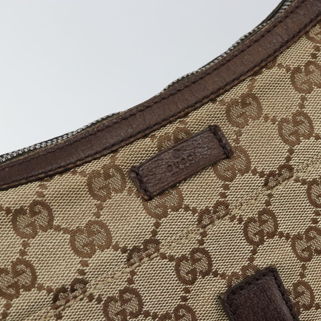 Gucci Vintage Shoulder Bag Gg Canvas And Leather Beige Canvas Shoulder Bag Bag (Pre-Owned)