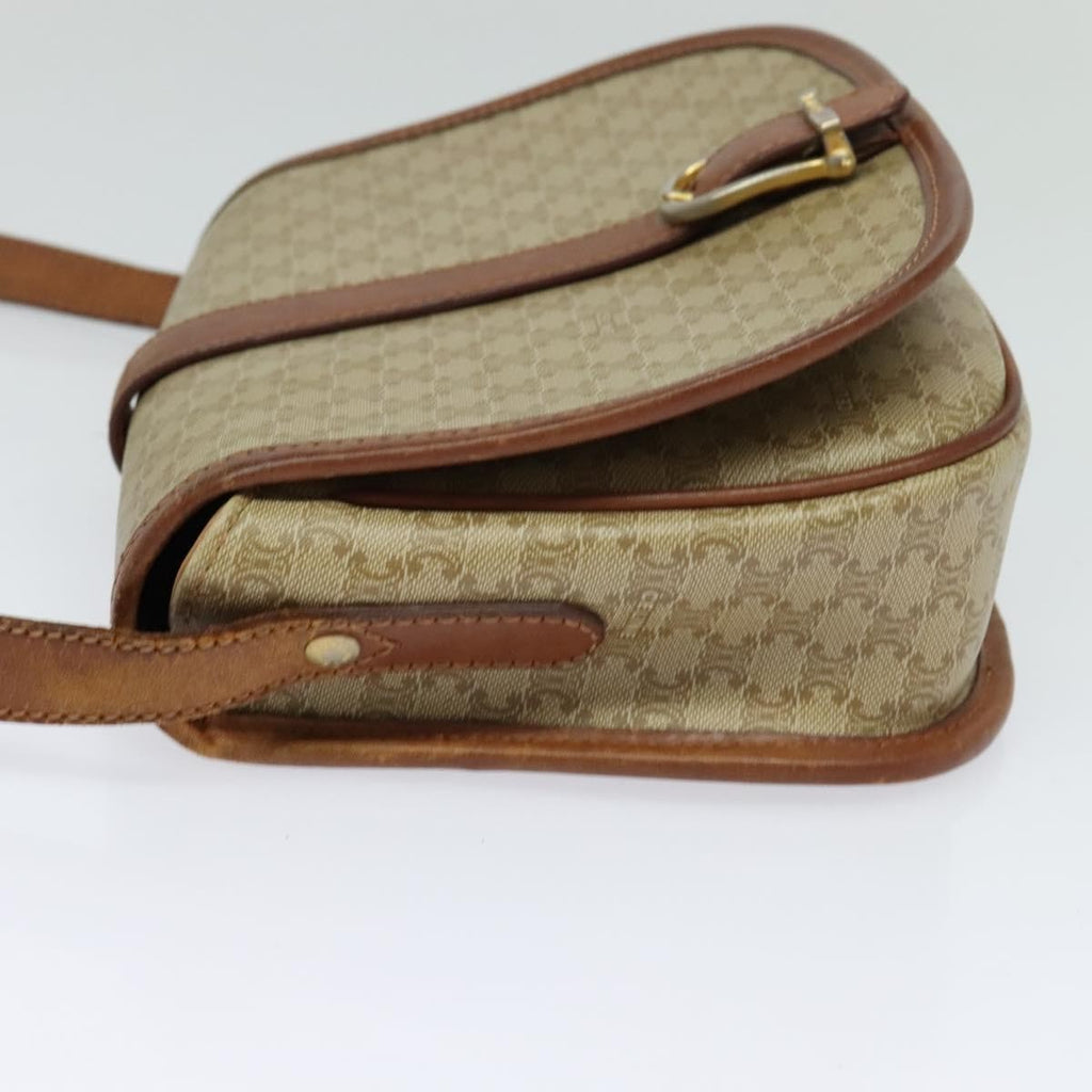 Celine Vintage Macadam Shoulder Bag Canvas And Leather Beige Canvas Shoulder Bag Bag