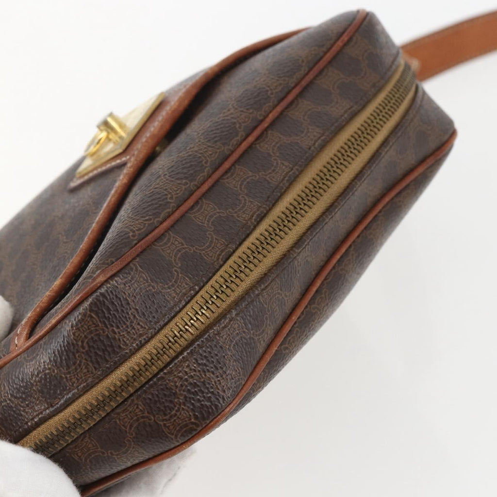 Celine Vintage Macadam Shoulder Bag Canvas And Leather Brown Canvas Shoulder Bag Bag