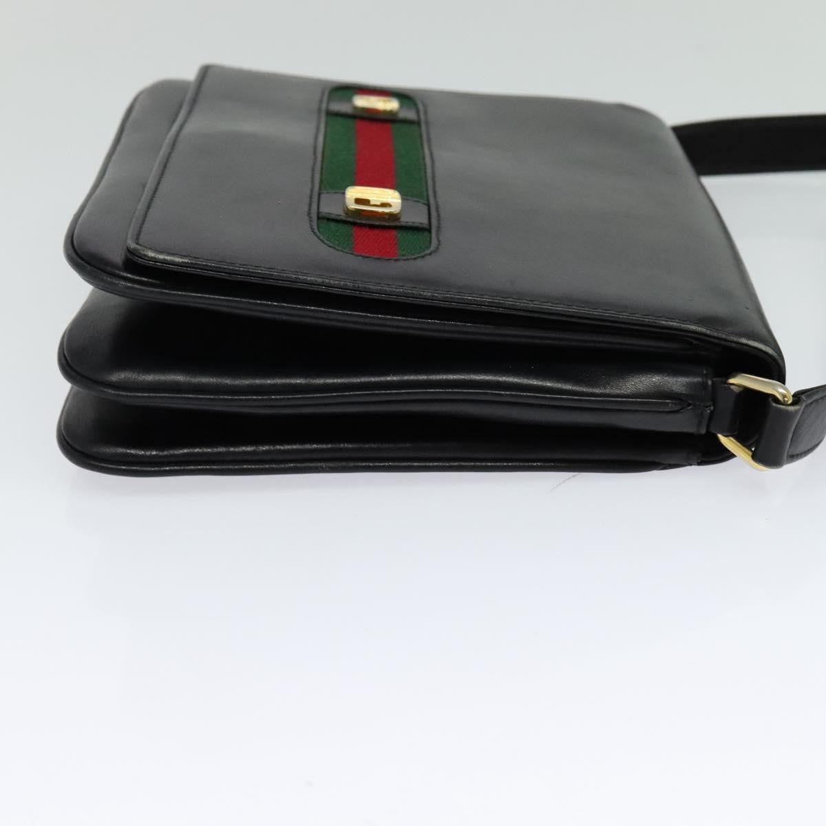Gucci Sherry Line Shoulder Bag Leather Black Leather Shoulder Bag Bag (Pre-Owned)