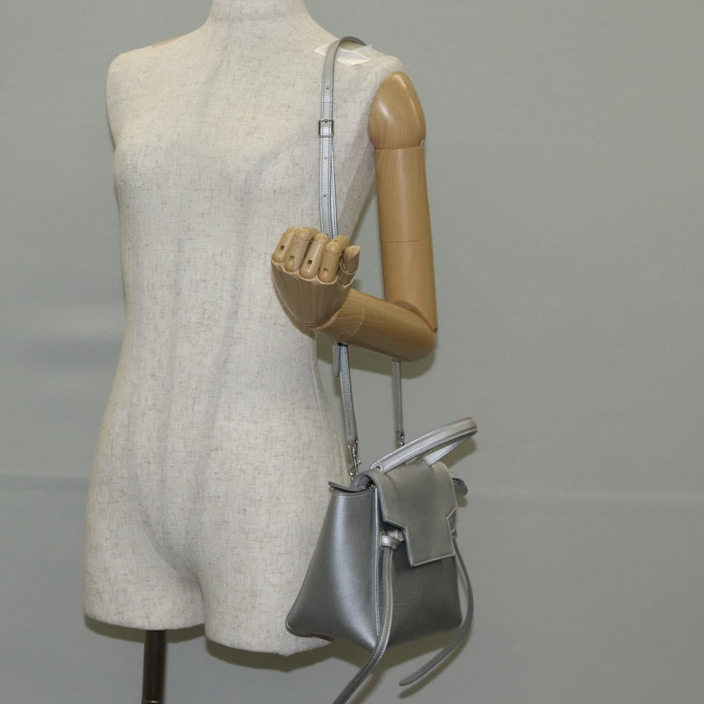 Celine Belt Bag Textured Leather Silver Leather Handbag