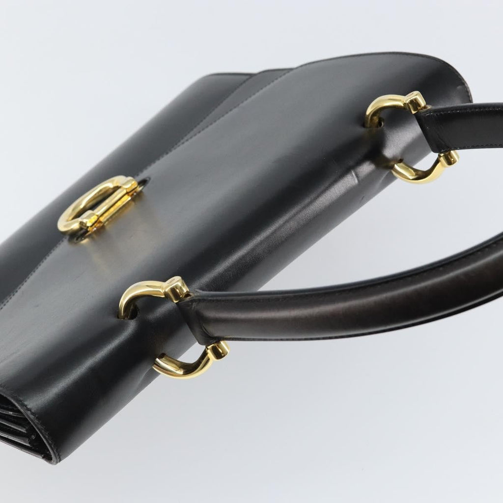 Celine Vintage Top Handle Bag Glazed Leather Black Leather Bag