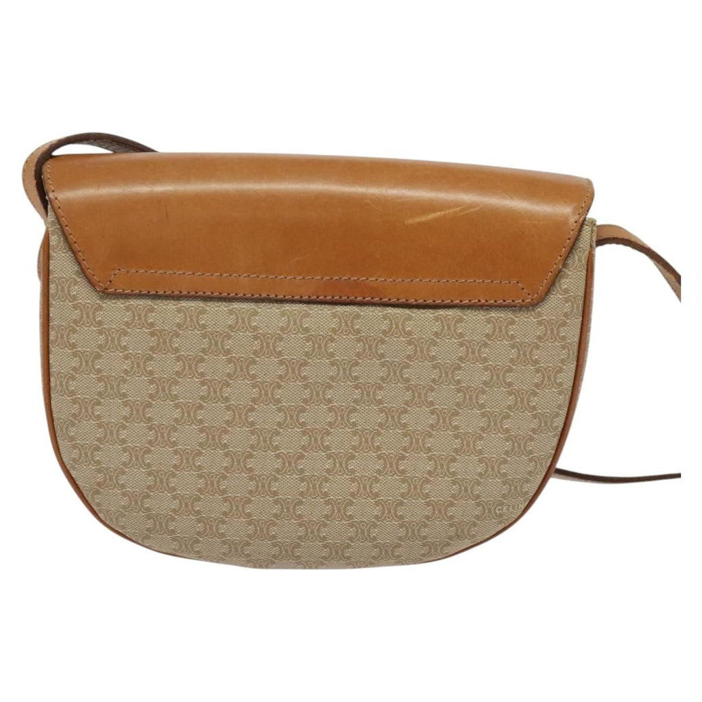 Celine Macadam Shoulder Bag Pvc Leather Beige Canvas Bag