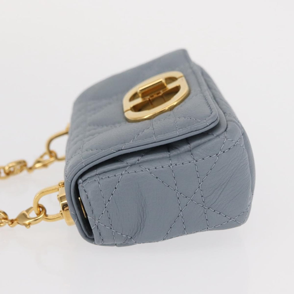 Christian Dior Caro Bag Cannage Quilt Calfskin Blue Leather Shoulder Bag Bag (Pre-Owned)