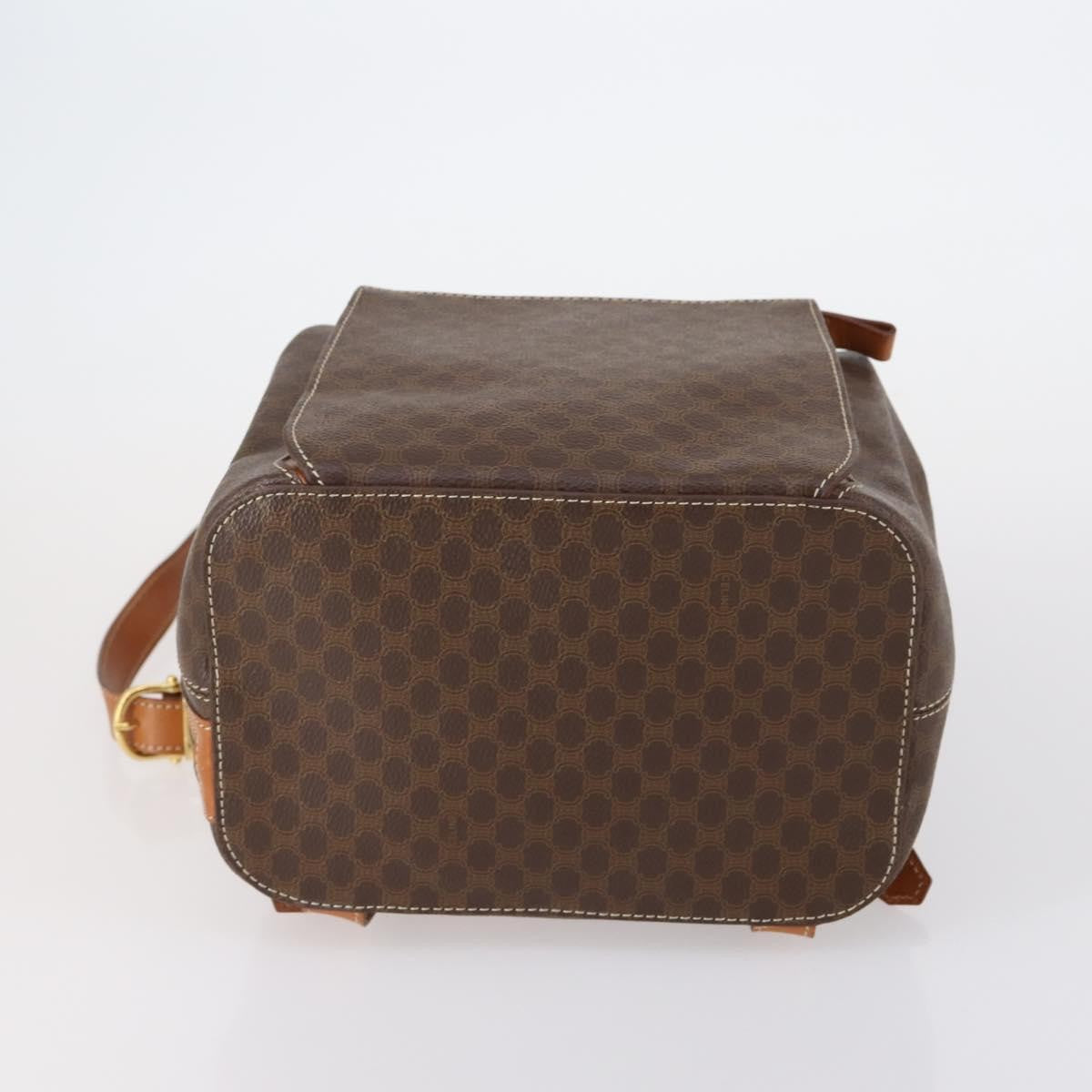 Celine Vintage Macadam Backpack Canvas And Leather Brown Canvas Backpack Bag