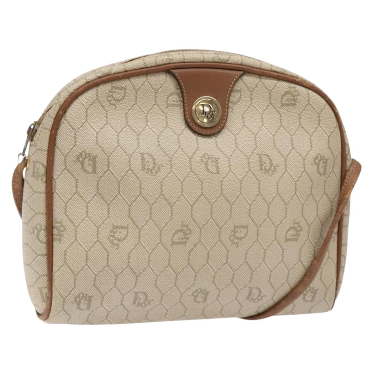 Christian Dior Vintage Honeycomb Shoulder Bag Canvas Beige Canvas Bag (Pre-Owned)