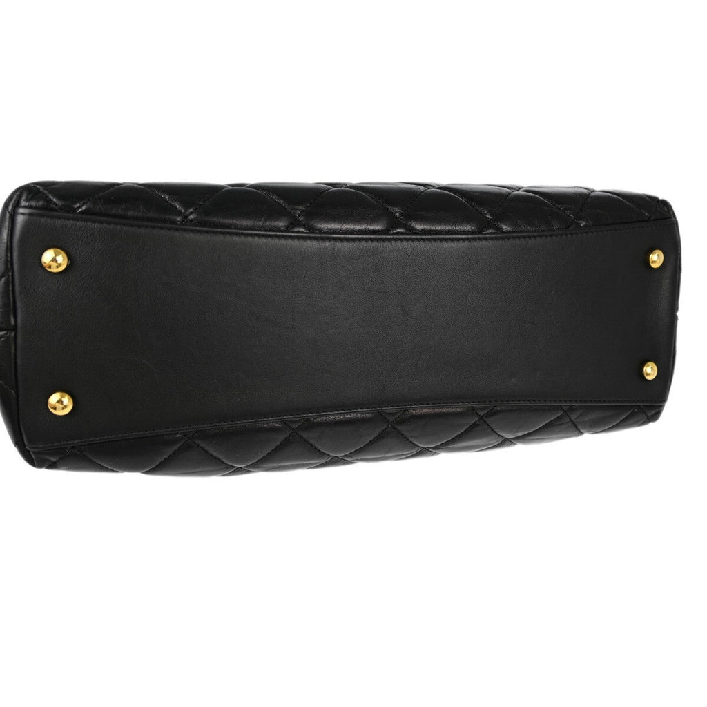 Chanel Gold Bar Tote Quilted Aged Calfskin Black Leather Tote Bag Bag
