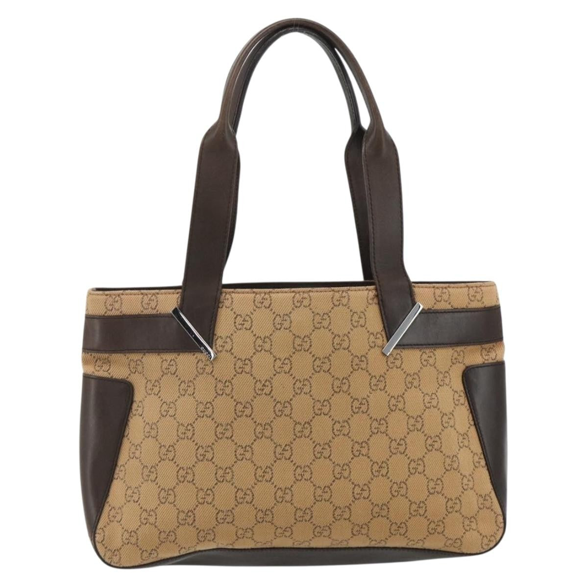 Gucci Vintage Tote Canvas Beige Canvas Tote Bag Bag (Pre-Owned)