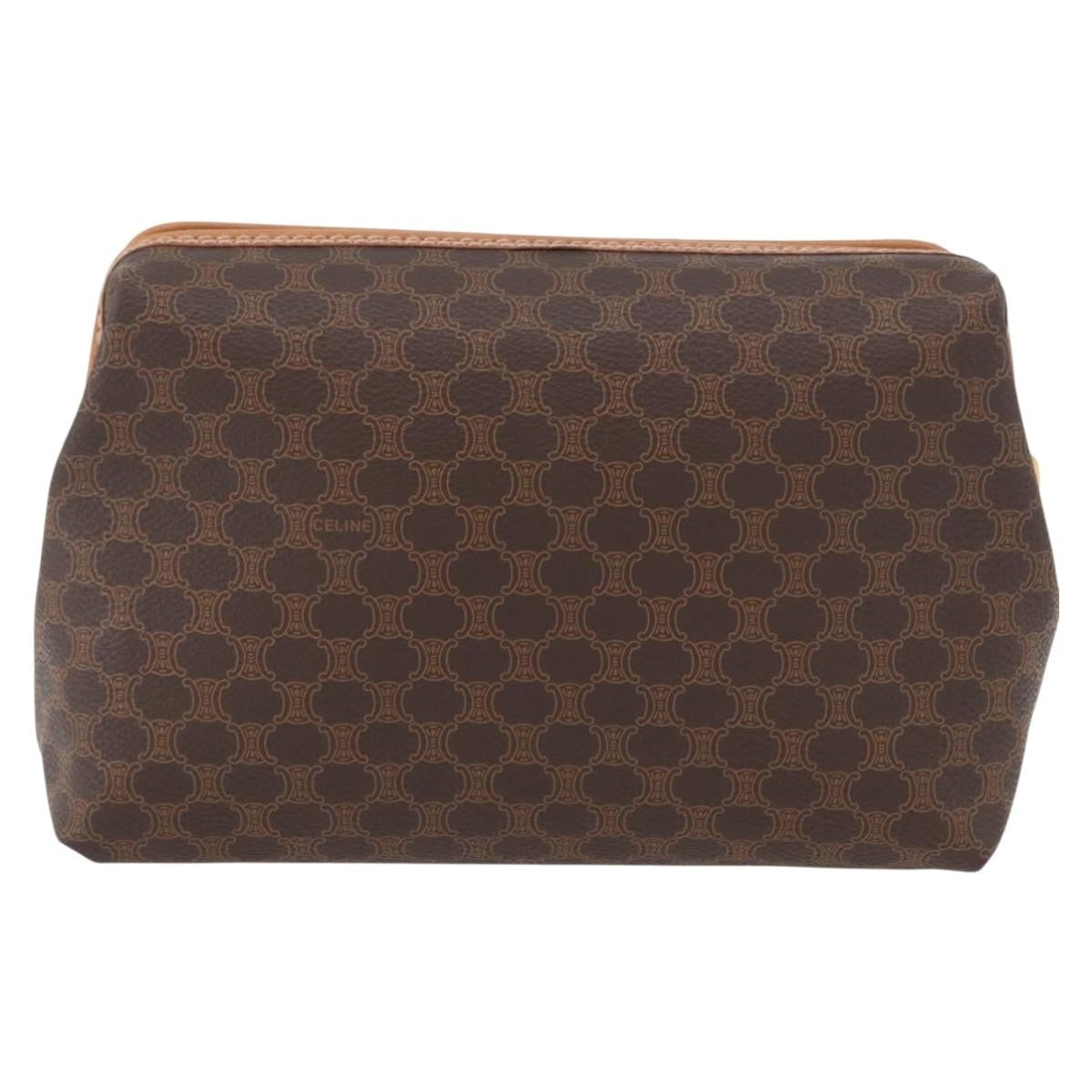 Celine Macadam Pochette Canvas And Leather Brown Canvas Clutche & Pouche Bag