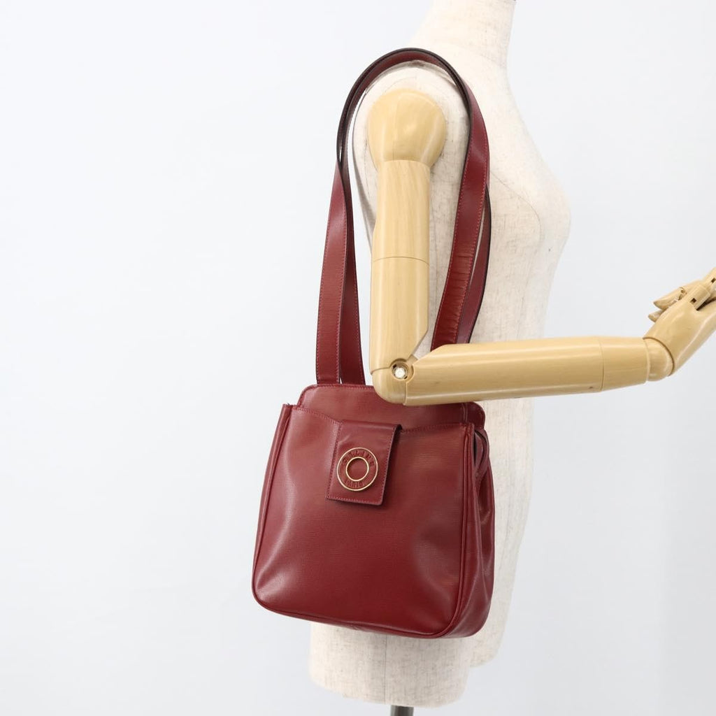 Celine Circle Logo Leather Burgundy Leather Tote Bag Bag
