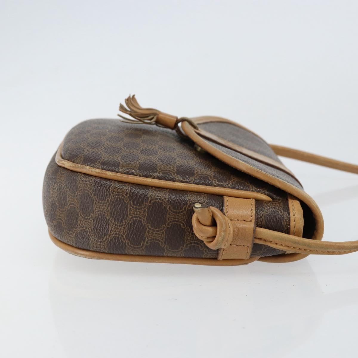 Celine Vintage Macadam Shoulder Bag Canvas And Leather Brown Canvas Shoulder Bag Bag