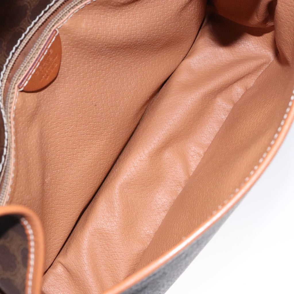 Celine Macadam Shoulder Bag Pvc Leather Brown Canvas Bag