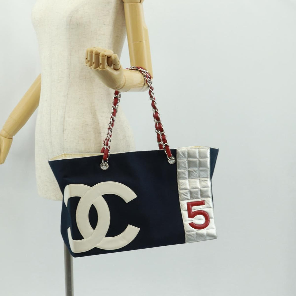 Chanel No.5 Tote Canvas And Leather Navy Canvas Tote Bag Bag