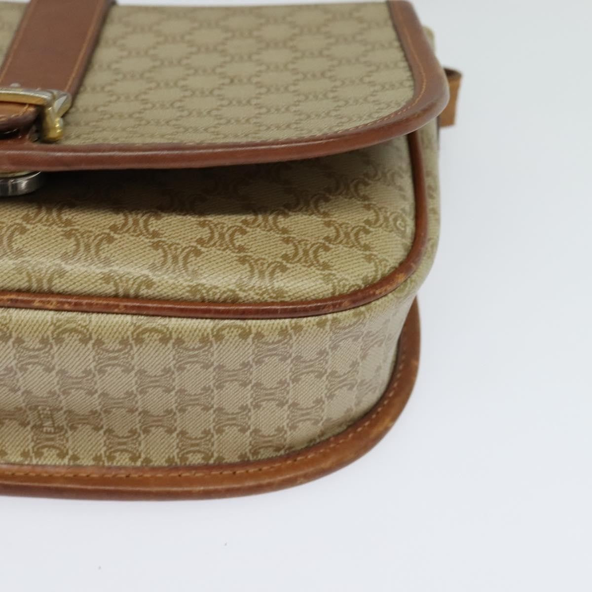Celine Vintage Macadam Shoulder Bag Canvas And Leather Beige Canvas Shoulder Bag Bag