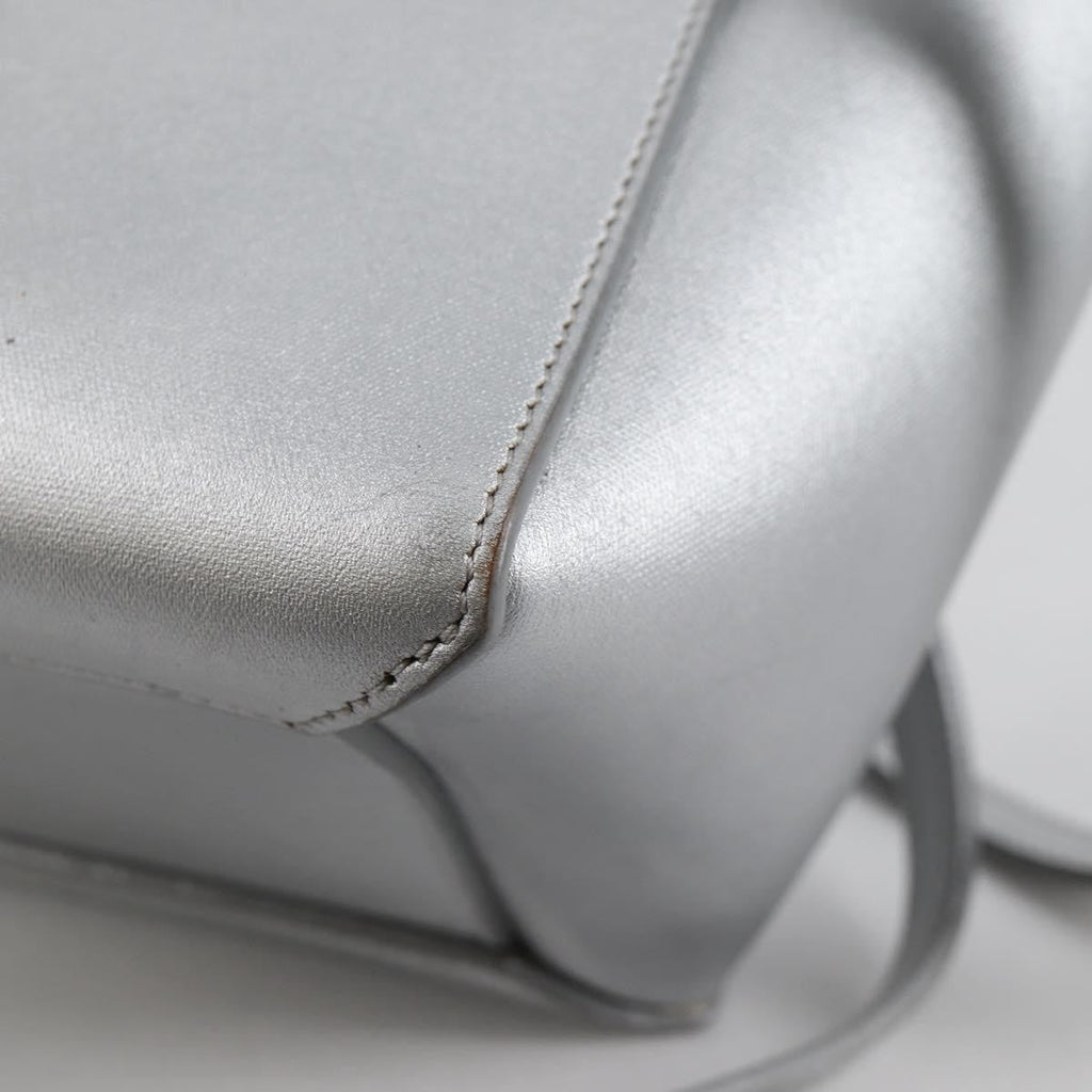 Celine Belt Bag Textured Leather Silver Leather Handbag